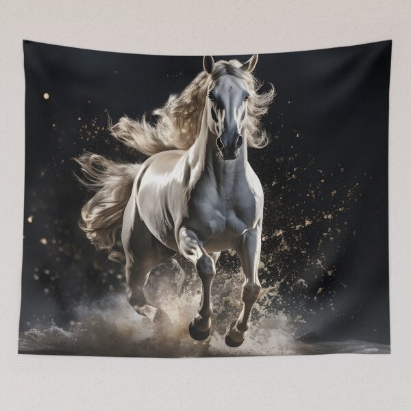 Item preview, cinematic photography of a white horse designed and sold by dcrc.