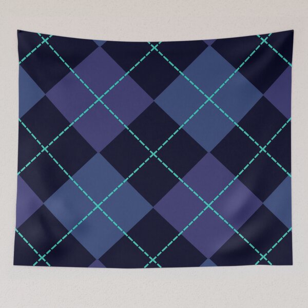Item preview, Christmas inspired argyle design in blues on black  designed and sold by katerosestudios.