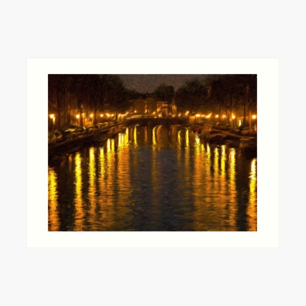 Amsterdam Canal - Oil Painting Effect Art Print