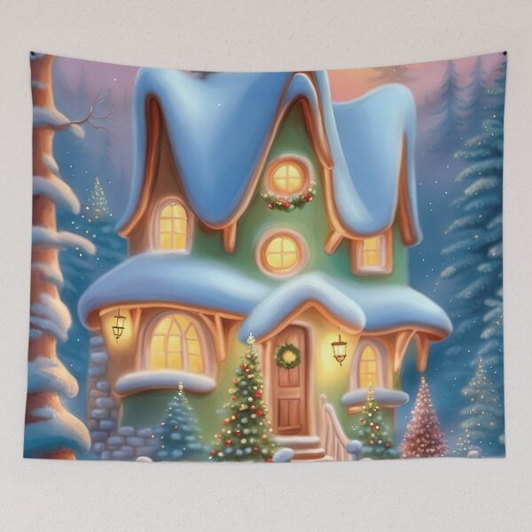 Item preview, Whimsical Storybook Winter Cottage designed and sold by FriskyLemur.