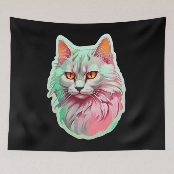Item preview, white cat designed and sold by baspettersen.