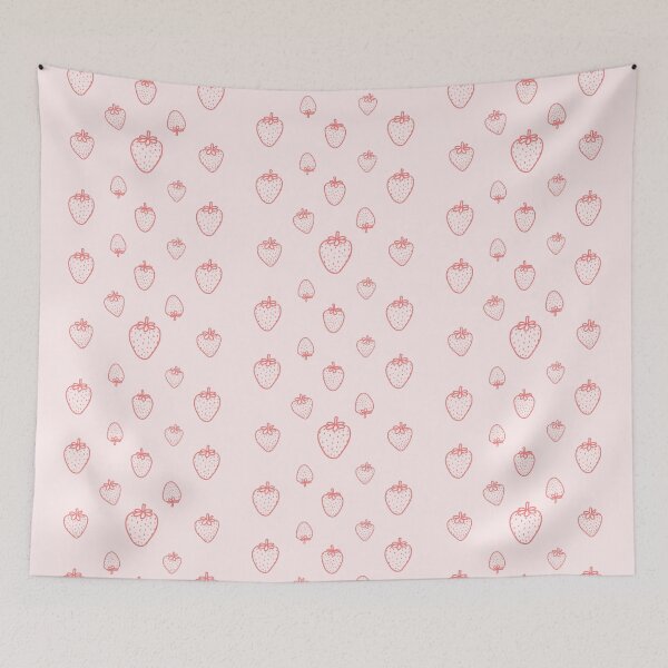 Item preview, Pink strawberries border, cottagecore designed and sold by StudioPandC.