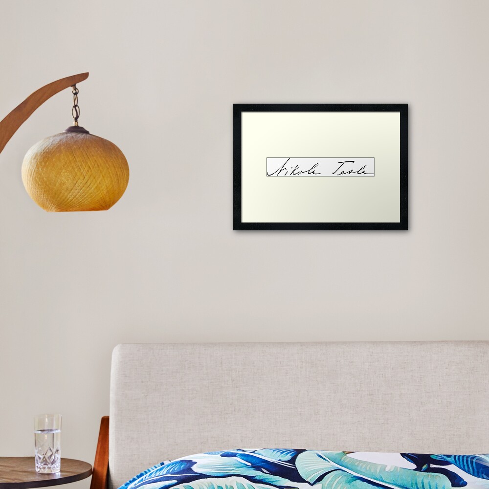 Signature of Nikola Tesla Framed Art Print
