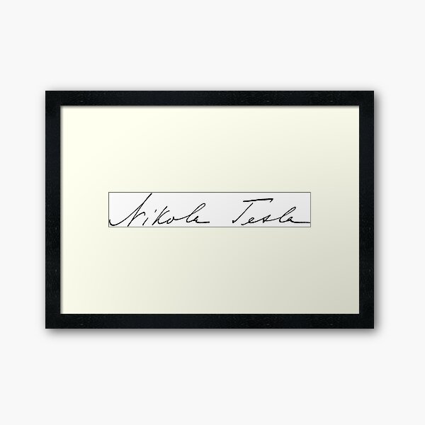 Firma de Nikola Tesla Lámina enmarcada