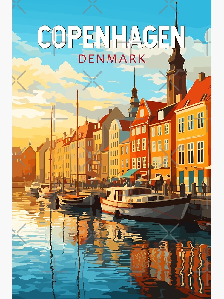 Thumbnail 3 of 3, Poster, Copenhagen Denmark Travel Art Vintage designed and sold by KrisSidDesigns.