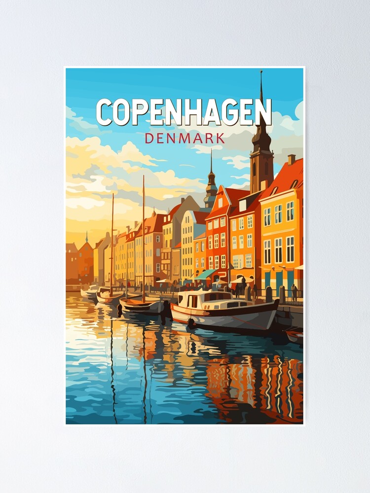 Thumbnail 1 of 3, Poster, Copenhagen Denmark Travel Art Vintage designed and sold by KrisSidDesigns.