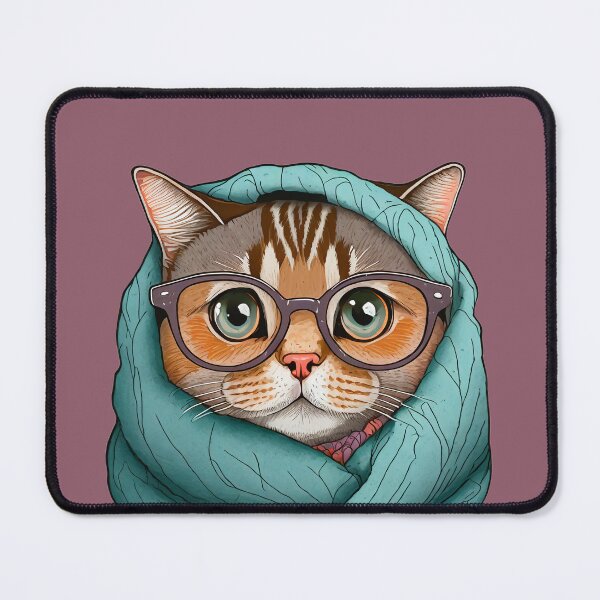 Item preview, Winter Cat Wrapped In Blanket With Glasses Mint designed and sold by Lelijo.
