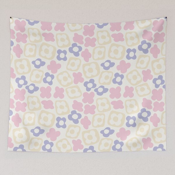 Item preview, BOHO BOXY MODERN FLOWER PATTERN PASTEL PINK PURPLE BEIGE designed and sold by blomastudios.