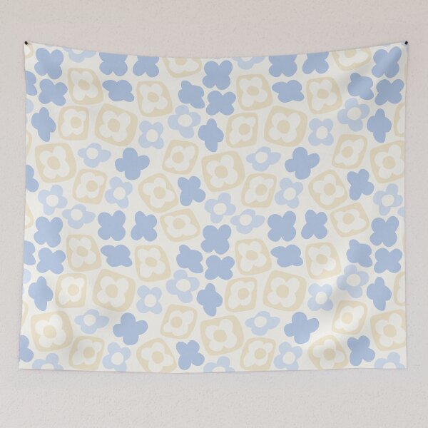 Item preview, BOHO BOXY MODERN FLOWER PATTERN PASTEL BLUE BEIGE designed and sold by blomastudios.