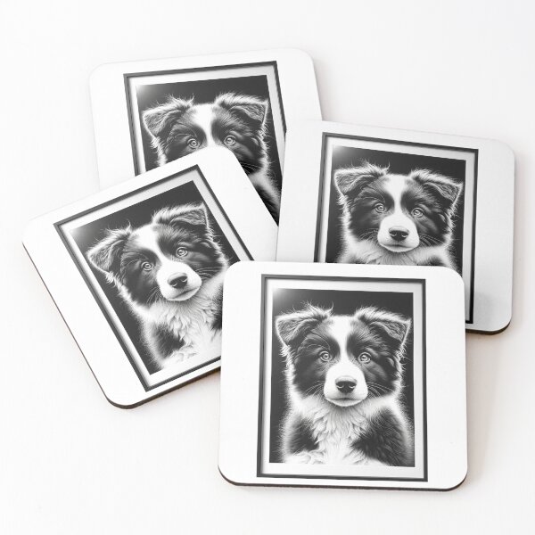 Item preview, Copy of Black and White Border Collie Dog Puppy Drawing  designed and sold by CharmStudio.