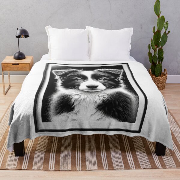 Aperçu de l'œuvre Copie du dessin de chiot chien Border Collie noir et blanc créée et vendue par CharmStudio.