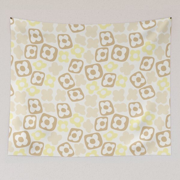 Item preview, BOHO BOXY MODERN FLOWER PATTERN PASTEL YELLOW BEIGE designed and sold by blomastudios.