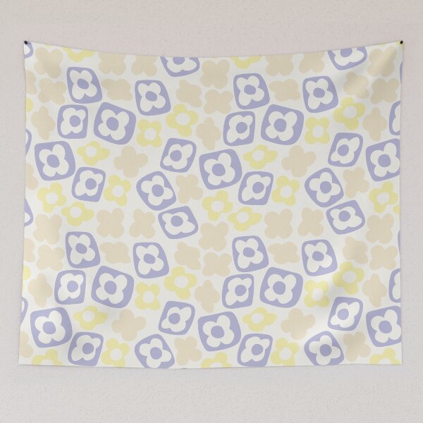 Item preview, BOHO BOXY MODERN FLOWER PATTERN PASTEL YELLOW BEIGE LILAC designed and sold by blomastudios.