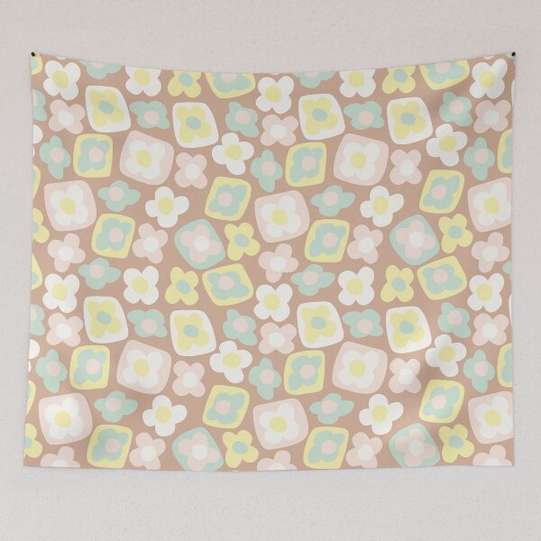 Item preview, BOHO BOXY MODERN FLOWER PATTERN BROWN PASTELS designed and sold by blomastudios.