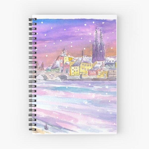 Item preview, Winter Dawn in Regensburg Bavaria with Danube Stone Bridge and Cathedral designed and sold by artshop77.