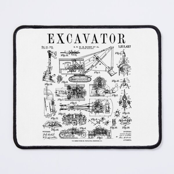 Item preview, Excavator Digger Heavy Equipment Operator Vintage Patent designed and sold by GrandeDuc.