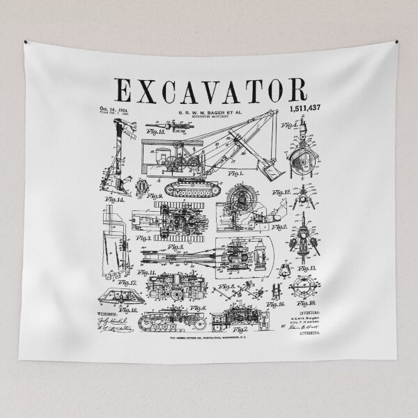 Item preview, Excavator Digger Heavy Equipment Operator Vintage Patent designed and sold by GrandeDuc.