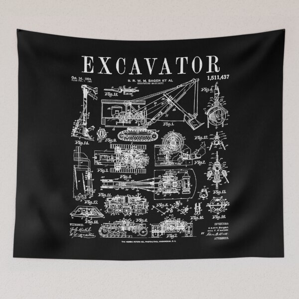 Item preview, Excavator Digger Heavy Equipment Operator Vintage Patent designed and sold by GrandeDuc.