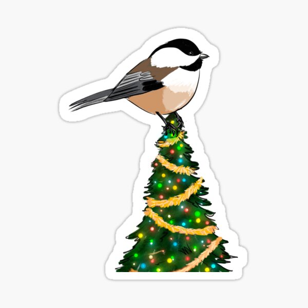 Item preview, Chickadee on a Christmas tree  designed and sold by girlinwhiteglasses.