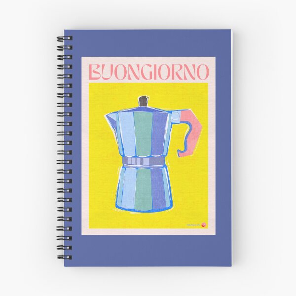 Item preview, Buongiorno - Retro Italian Coffee Maker yellow & blue illustration designed and sold by Dominiquevari.