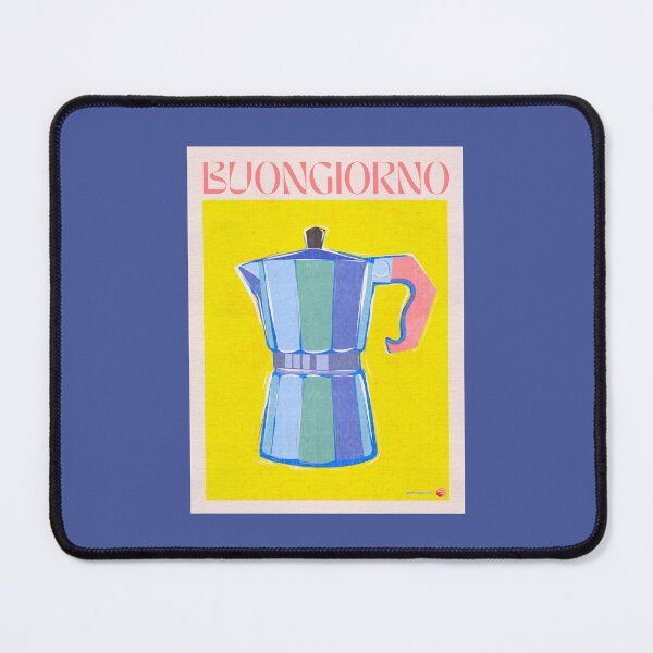 Item preview, Buongiorno - Retro Italian Coffee Maker yellow & blue illustration designed and sold by Dominiquevari.