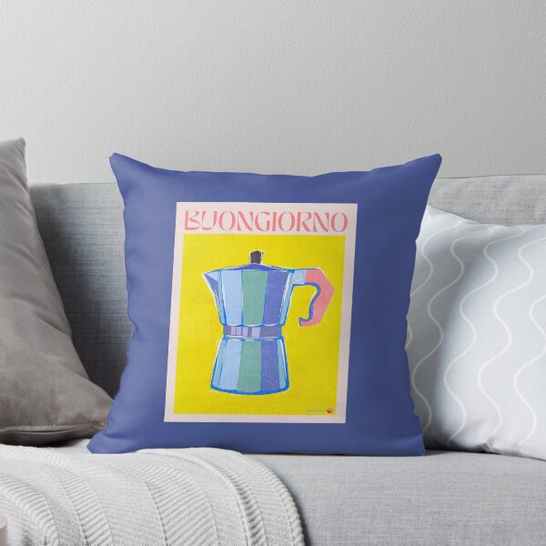 Item preview, Buongiorno - Retro Italian Coffee Maker yellow & blue illustration designed and sold by Dominiquevari.