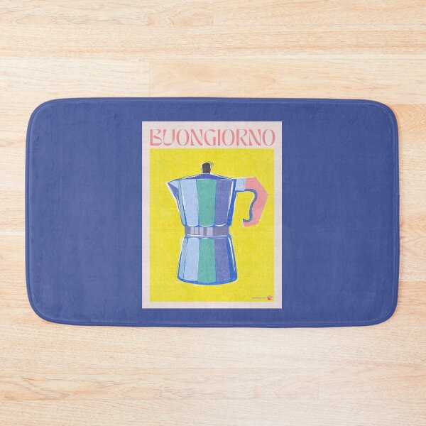 Item preview, Buongiorno - Retro Italian Coffee Maker yellow & blue illustration designed and sold by Dominiquevari.