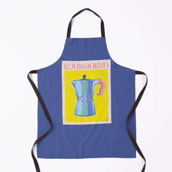 Item preview, Buongiorno - Cafetera italiana retro ilustración amarilla y azul designed and sold by Dominiquevari.