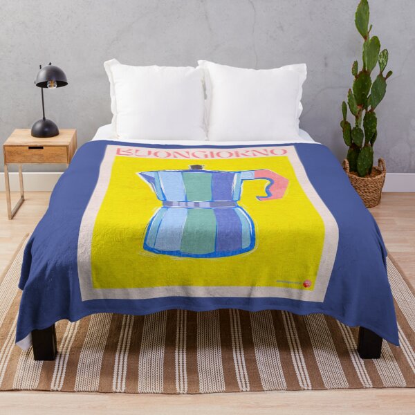 Item preview, Buongiorno - Cafetera italiana retro ilustración amarilla y azul designed and sold by Dominiquevari.