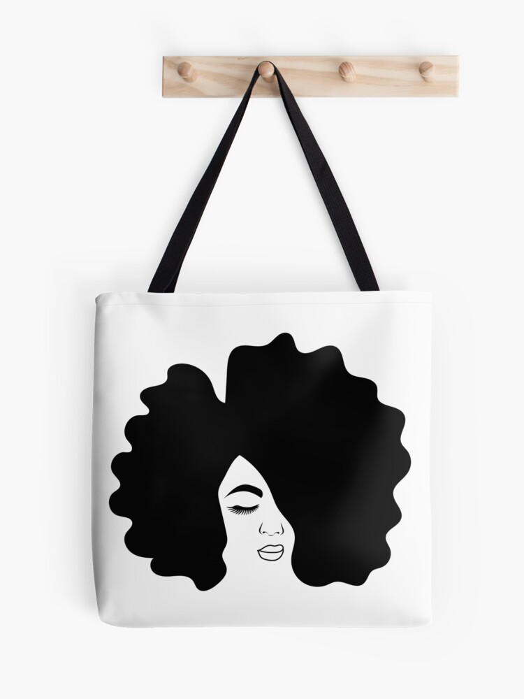 Black Woman Tote Bag Ombre Afro Hair Woman Natural Hair Tote 