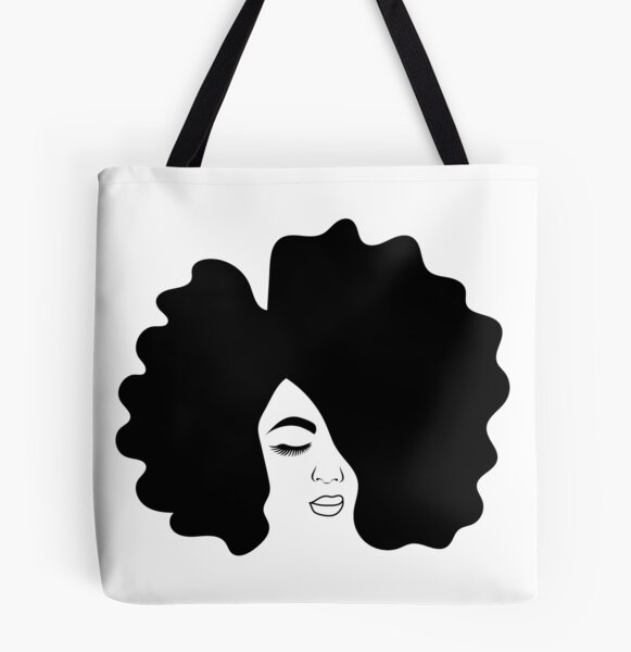 Black Woman Tote Bag Ombre Afro Hair Woman Natural Hair Tote 