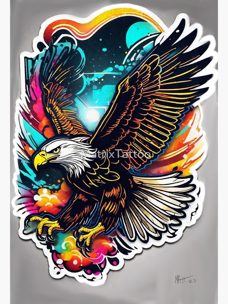 Bald Eagle Tattoo Decal - American Traditional Art Decor VWAQ - AT2