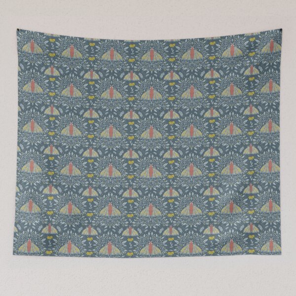 Item preview, Rustic Moth and Chamomile flowers, yellow and blue designed and sold by Maryann Candito.