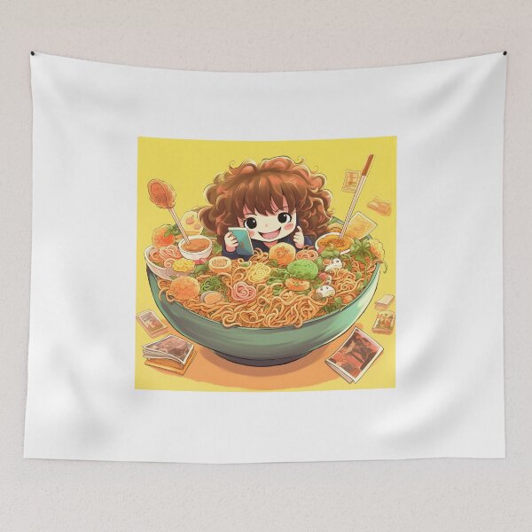 Item preview, Japanese Anime Girls and Ramen Noodles in Retro Style designed and sold by Shirtastically.