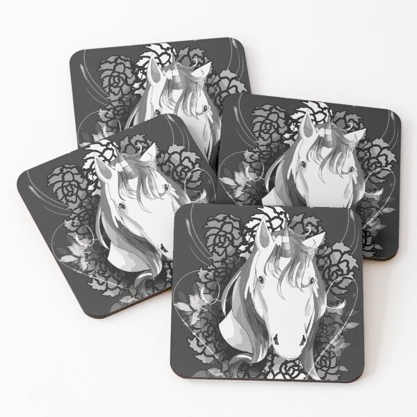 Artikelvorschau, Monochromes Einhorn entworfen und verkauft von FeathersArts.