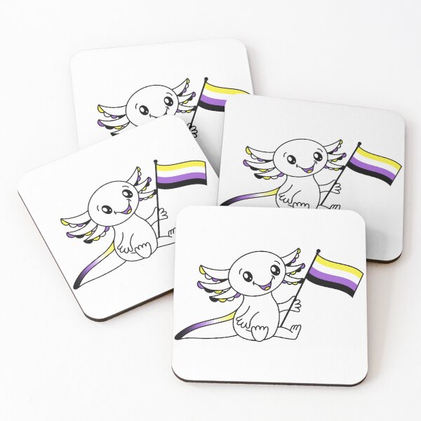 Item preview, Cute Axolotl with Nonbinary Pride Flag LGBTQ+ designed and sold by JoyfulJen.