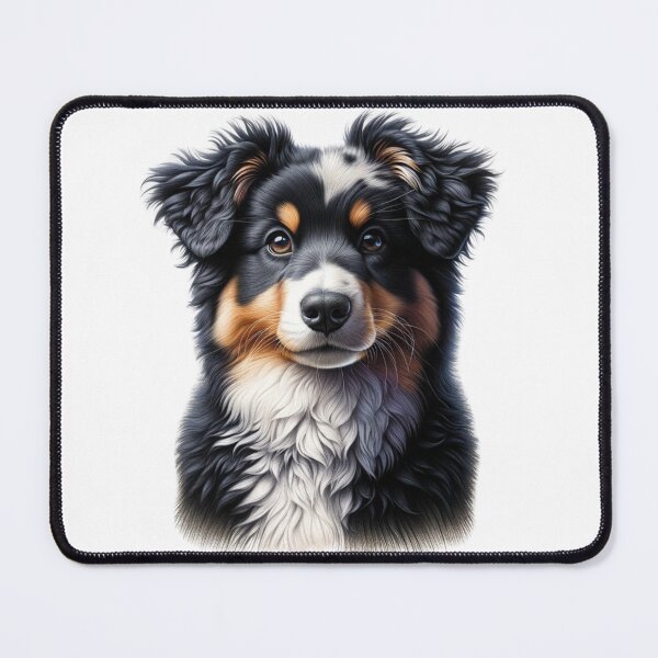 Item preview, Tri Color Black Australian Shepherd Dog Drawing designed and sold by CharmStudio.
