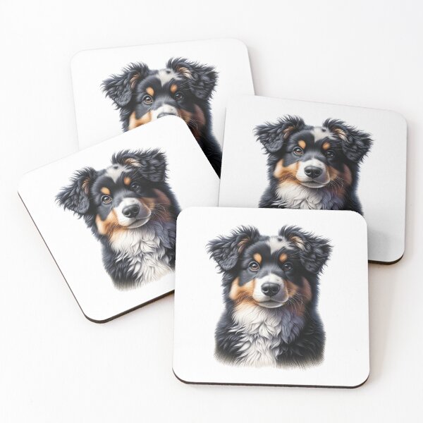 Item preview, Tri Color Black Australian Shepherd Dog Drawing designed and sold by CharmStudio.
