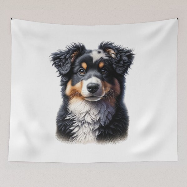 Item preview, Tri Color Black Australian Shepherd Dog Drawing designed and sold by CharmStudio.