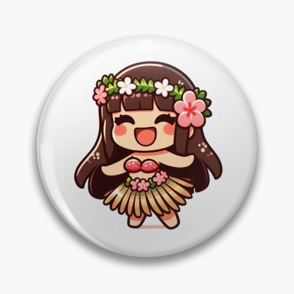 Item preview, Cute Brown Hair Kawaii Hawaiian Hula Girl designed and sold by StickeroozShop.