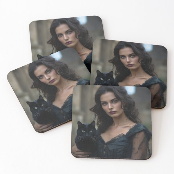 Item preview, Goth Chick in a cemetery with her black cat designed and sold by daywithoutlight.