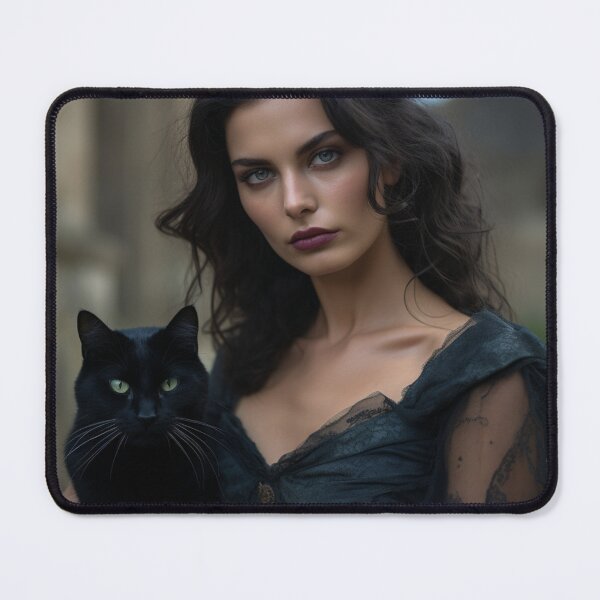 Item preview, Goth Chick in a cemetery with her black cat designed and sold by daywithoutlight.