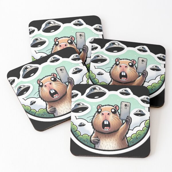 Item preview, Capybara Selfie with UFOs designed and sold by Master-Print.