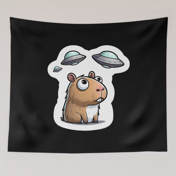 Item preview, Capybara Selfie with UFOs designed and sold by Master-Print.