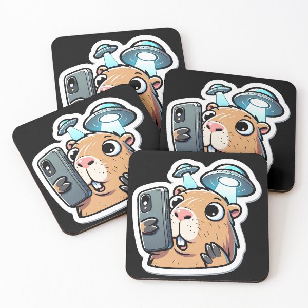 Item preview, Capybara Selfie with UFOs designed and sold by Master-Print.