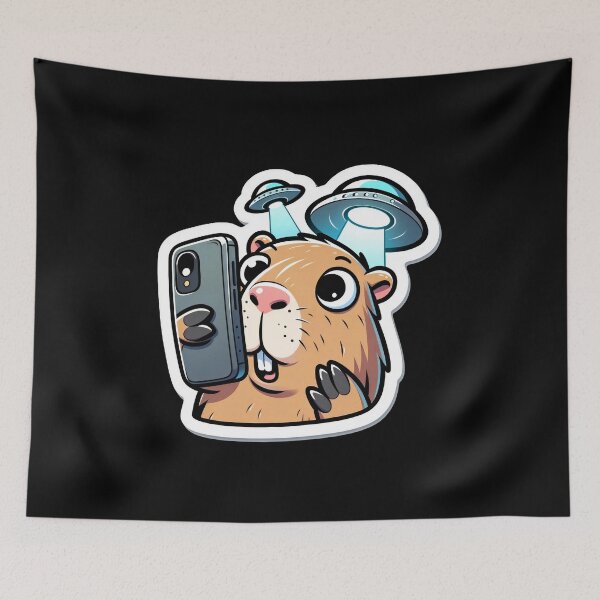 Item preview, Capybara Selfie with UFOs designed and sold by Master-Print.