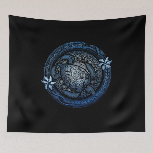 Item preview, Honu Hawaiian Deep Blue Tribal Turtle Badge designed and sold by sunnthreads.