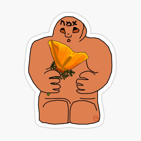 Item preview, golem holding california poppy designed and sold by SaharBareket.
