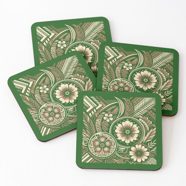 Item preview, Tapa Ispired Art Island Design in Verdant Green and Tans designed and sold by organicgal.