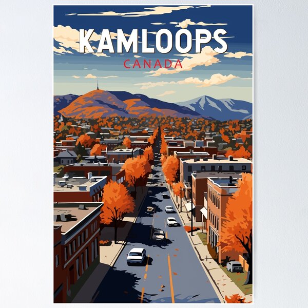 Item preview, Kamloops Canada Travel Art Vintage designed and sold by KrisSidDesigns.